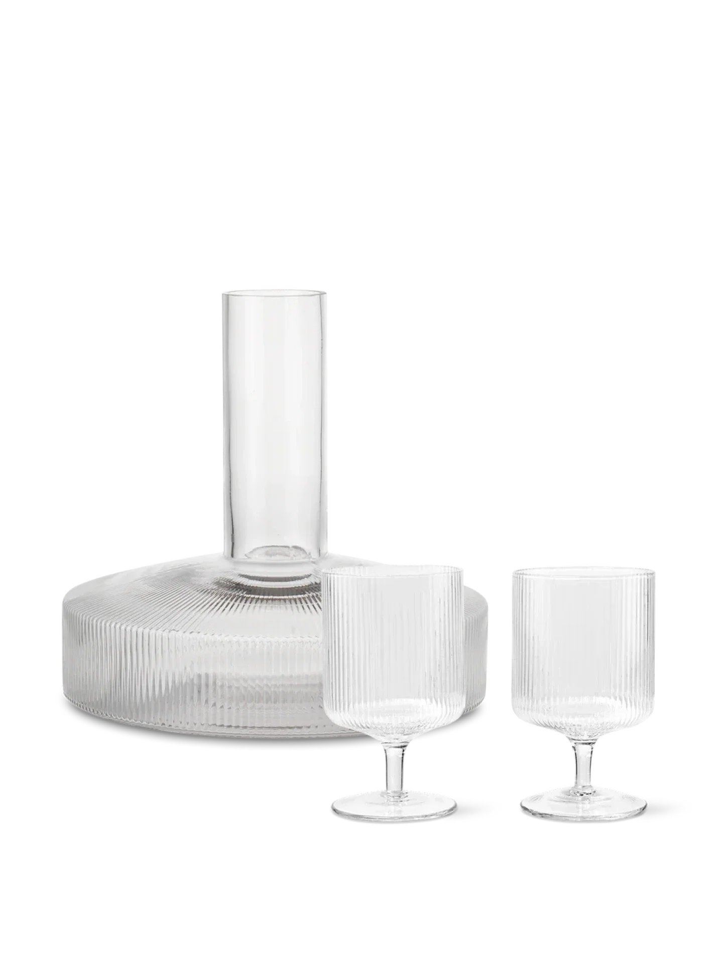 Ripple Wine Carafe & Wine Glasses - Set of 2 - Gift Set - Clear