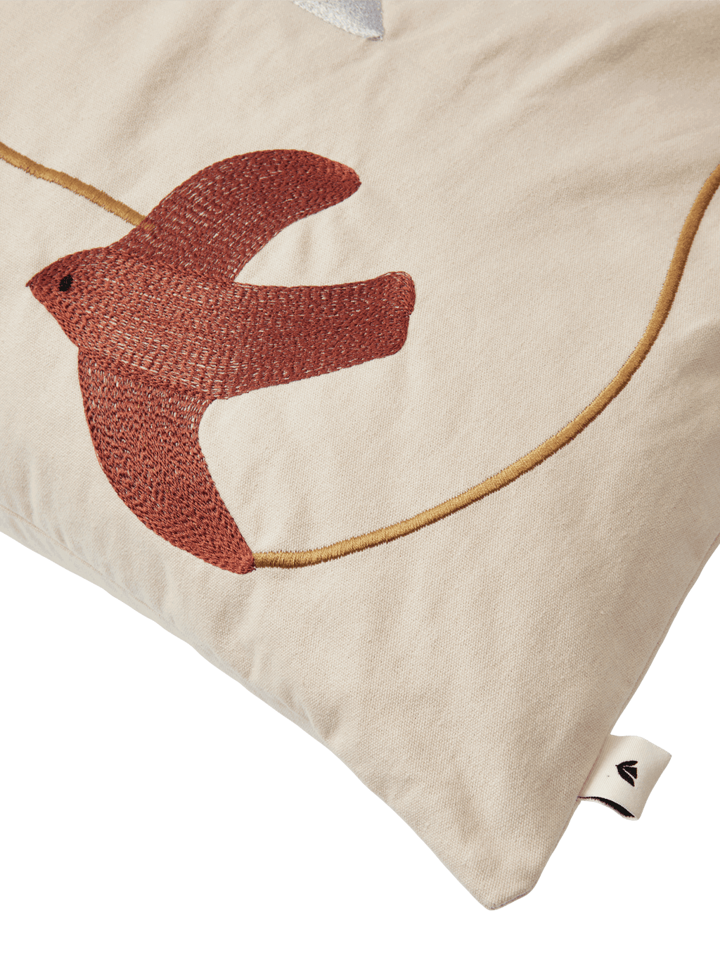 Swif Bird Embroidered Cushion - Rectangular - Multi