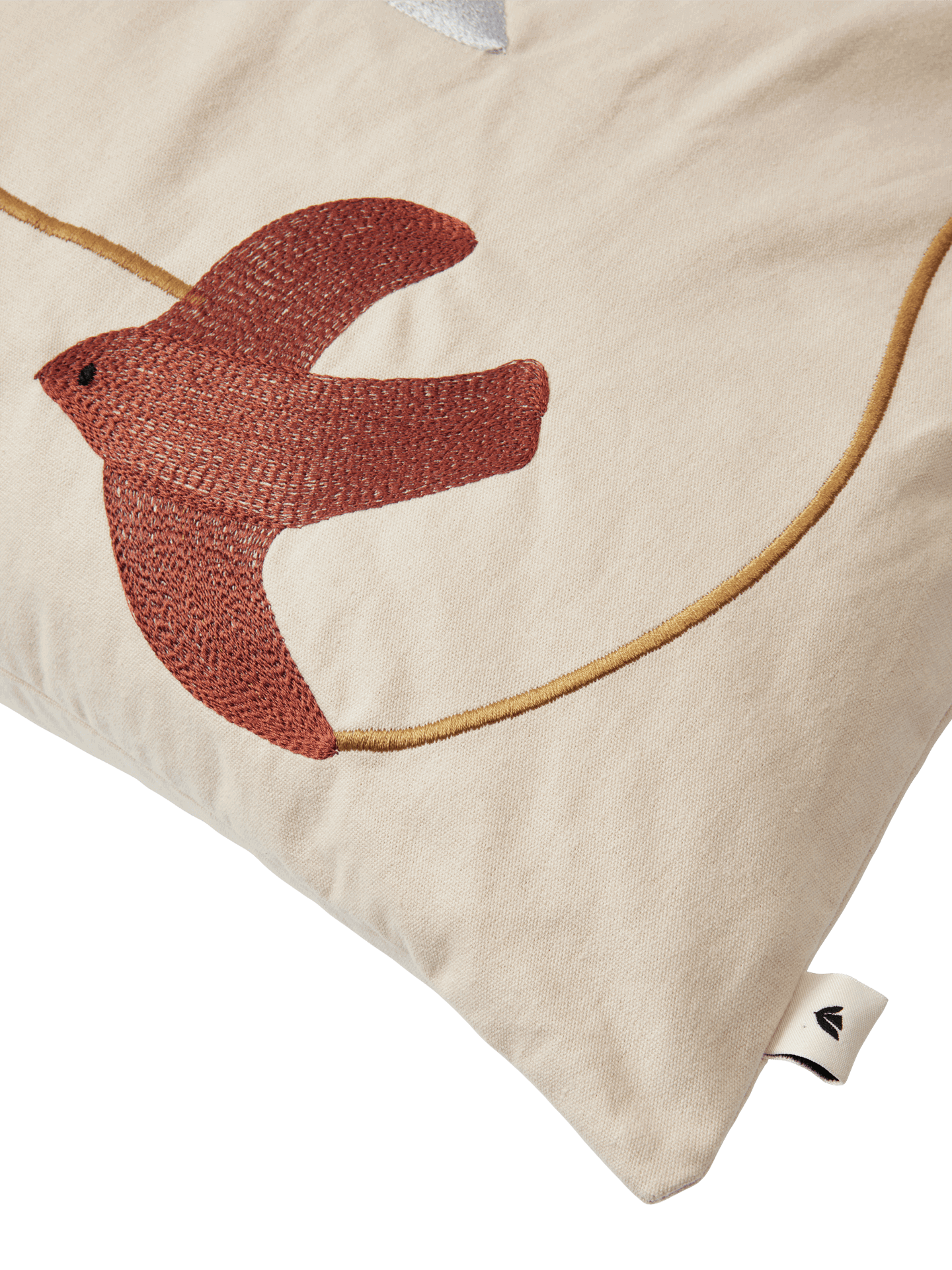 Swif Bird Embroidered Cushion - Rectangular - Multi