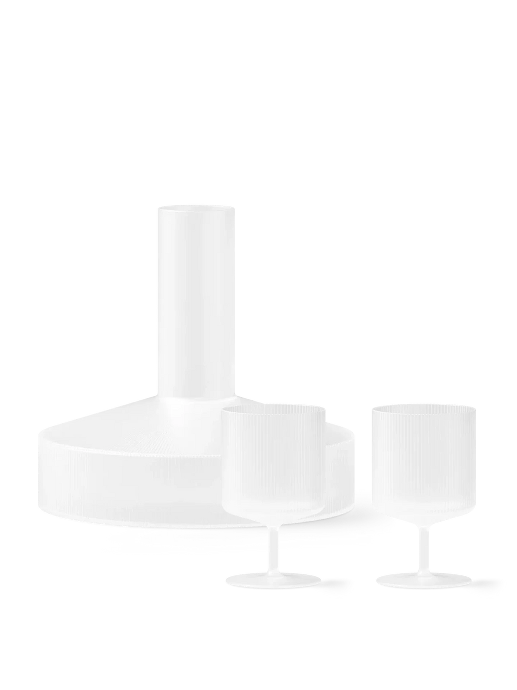 Ripple Wine Carafe & Wine Glasses - Set of 2 - Gift Set - Frosted