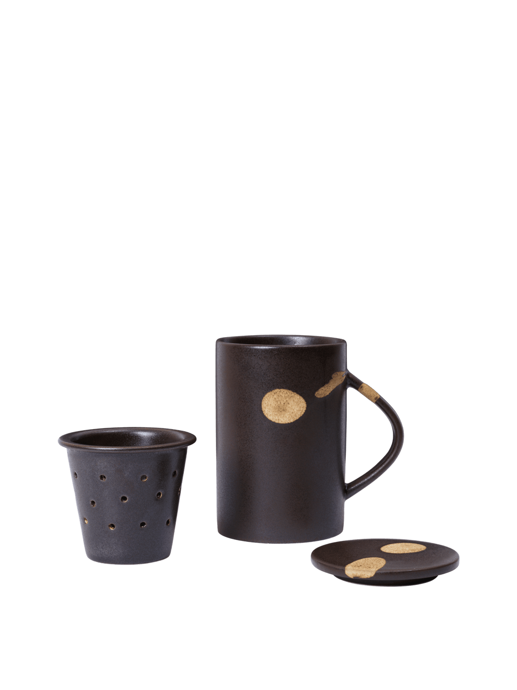Koyo Tea Mug with Infuser Set - Dark Brown/Buff