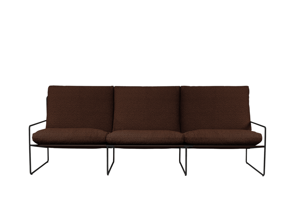 Desert 3-seater - Black - Pure Bouclé - Chestnut