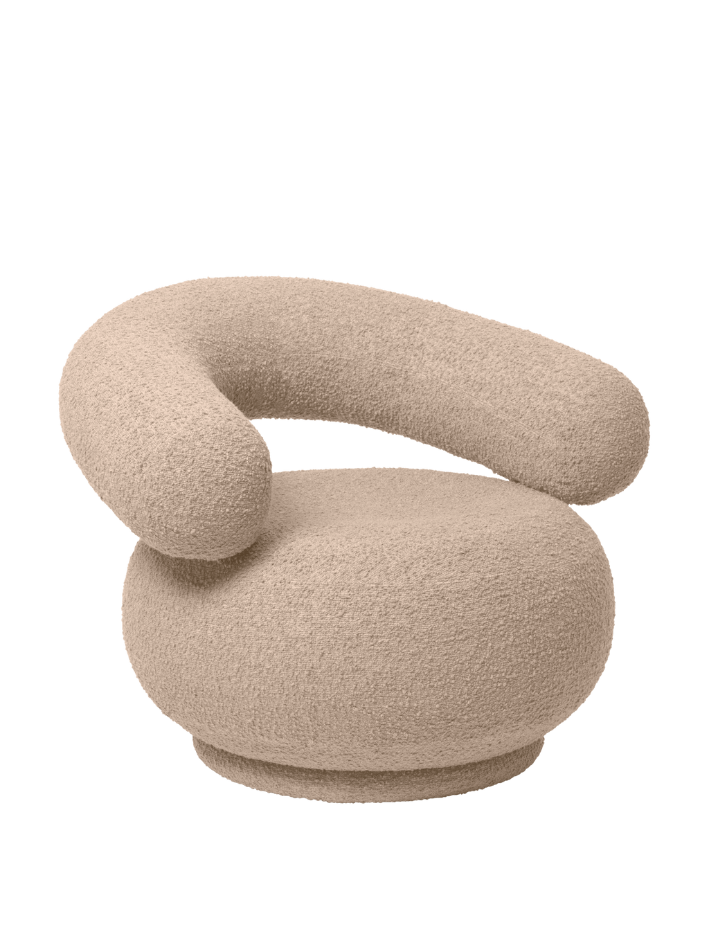 Orbo Lounge Chair - Swivel - Raw Bouclé - Natural - US