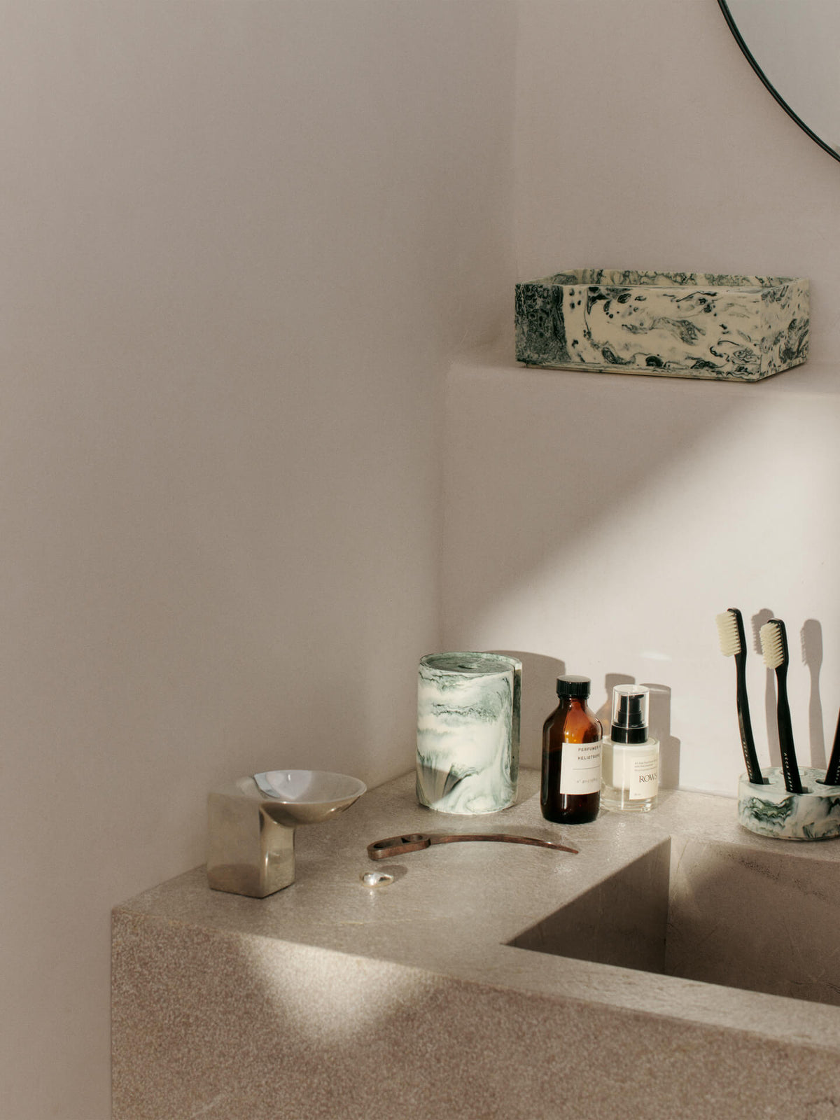 Mist Cotton Pad Holder - Emerald Off-White