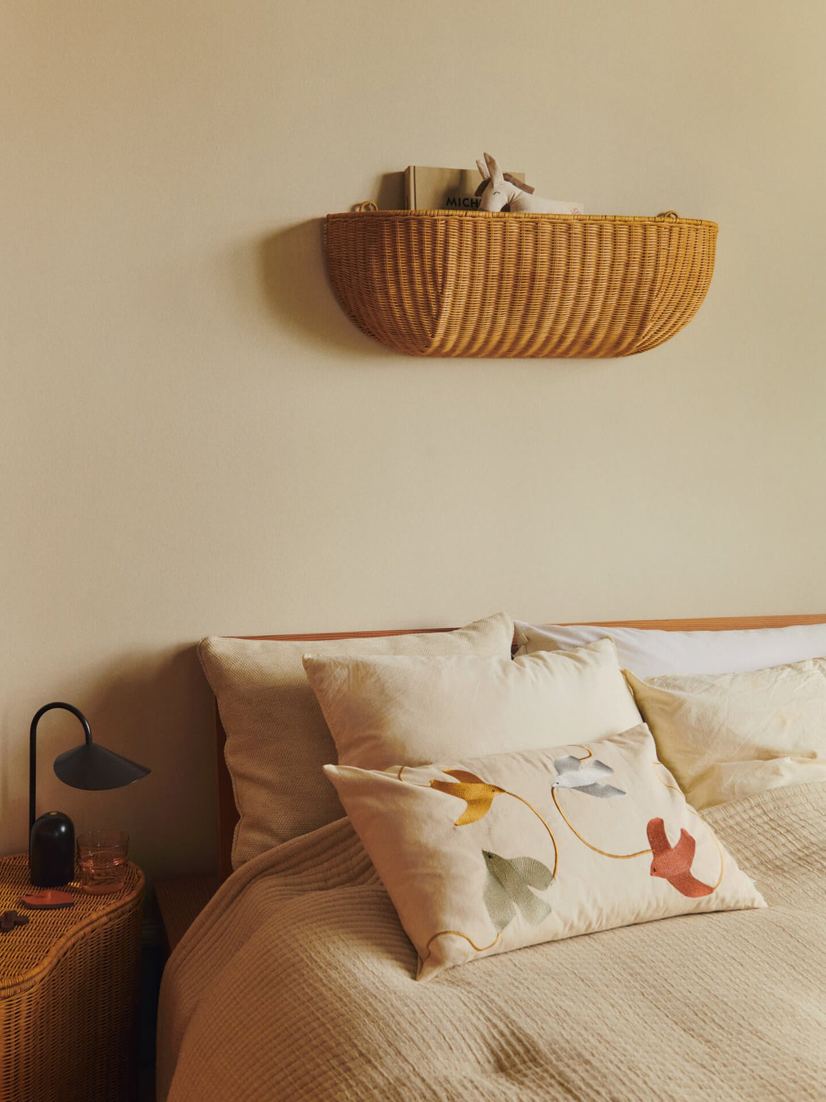 Swif Bird Embroidered Cushion - Rectangular - Multi