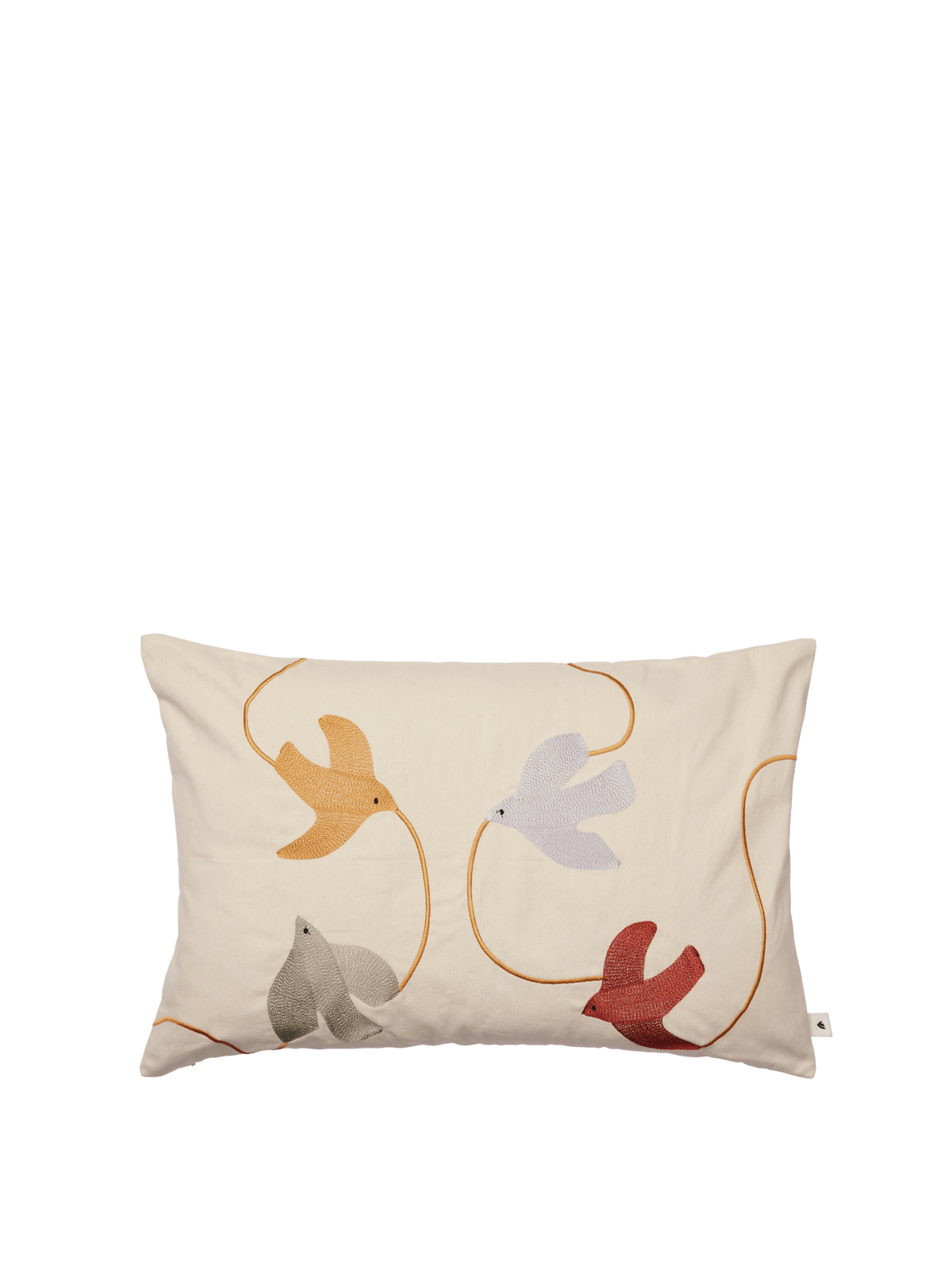 Swif Bird Embroidered Cushion - Rectangular - Multi